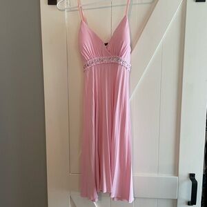 Elegant Pink Nightgown with Embellished Waist